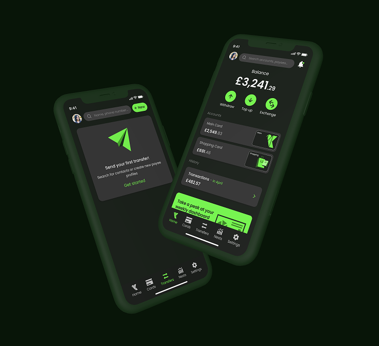 Kiku banking app interface with green branding